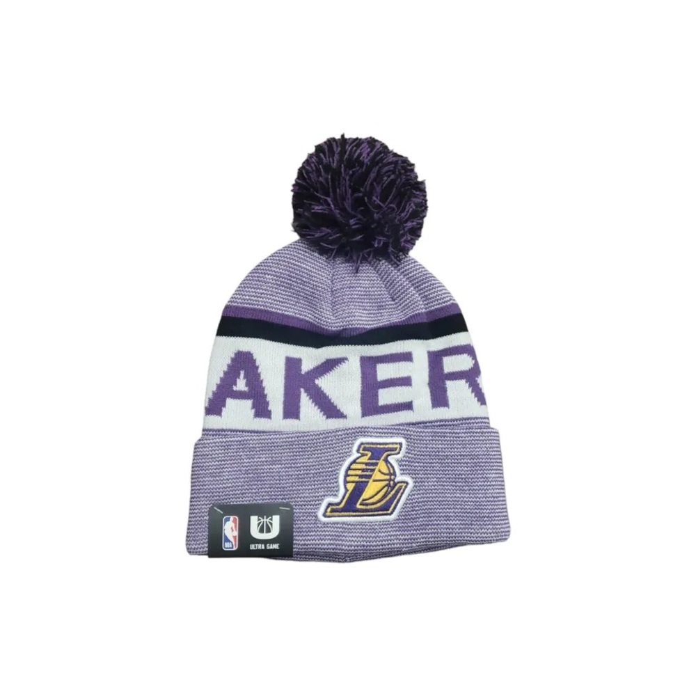 LA Lakers NBA Ultra Game Winter Cuffed Knit Pom Skull Cap Purple OSFM